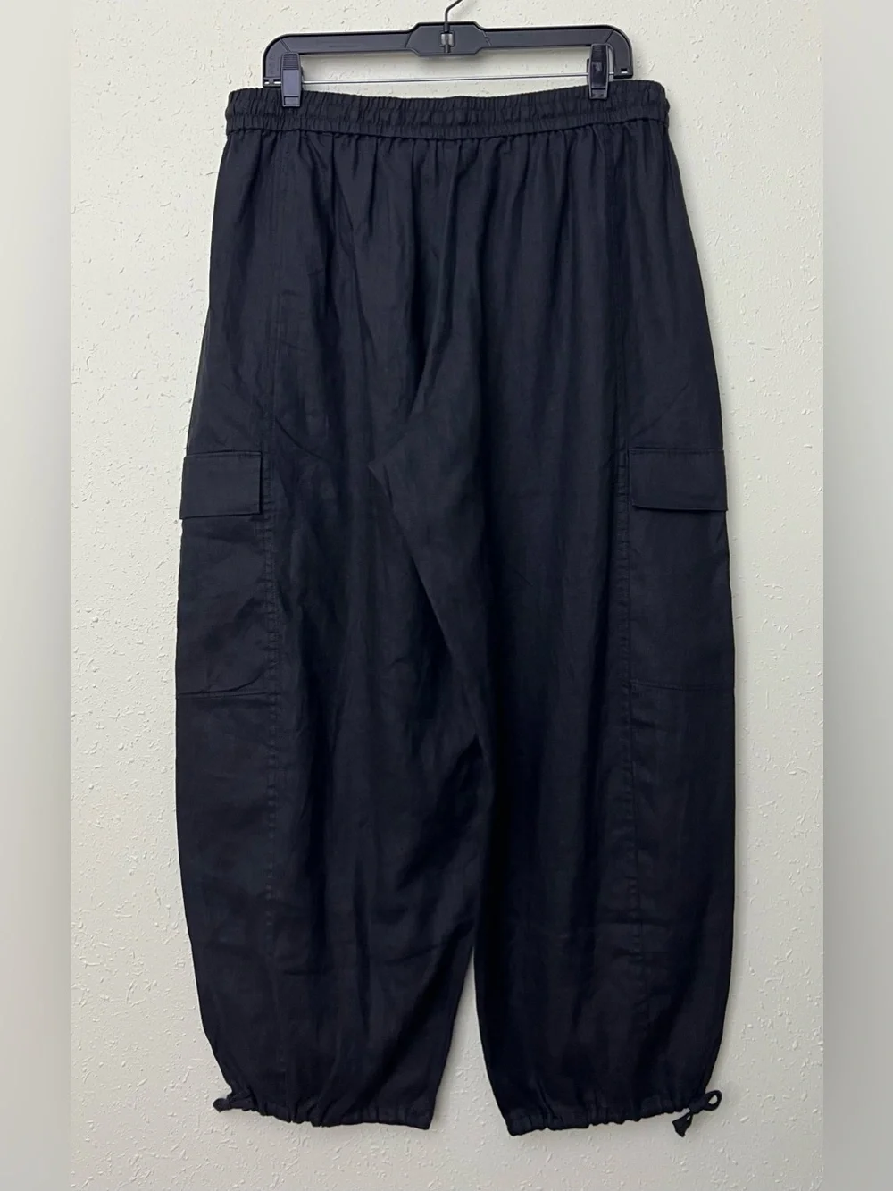 New Everlane THE CARGO CURVE PANT IN LINEN Black Size L